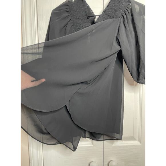 NEW Loft Black Puff Sleeve Sheer Blouse Size Small - Picture 7 of 9